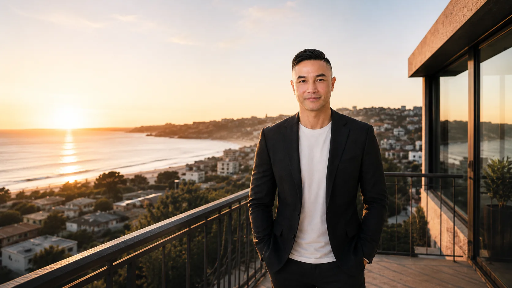 Michael Le. Sydney founder and operator at golden hour. The operator-author at the start of the next chapter.