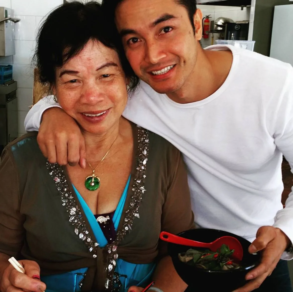 Michael Le with his grandmother, whose name and recipes became Great Aunty Three, the Enmore restaurant he founded in 2011.